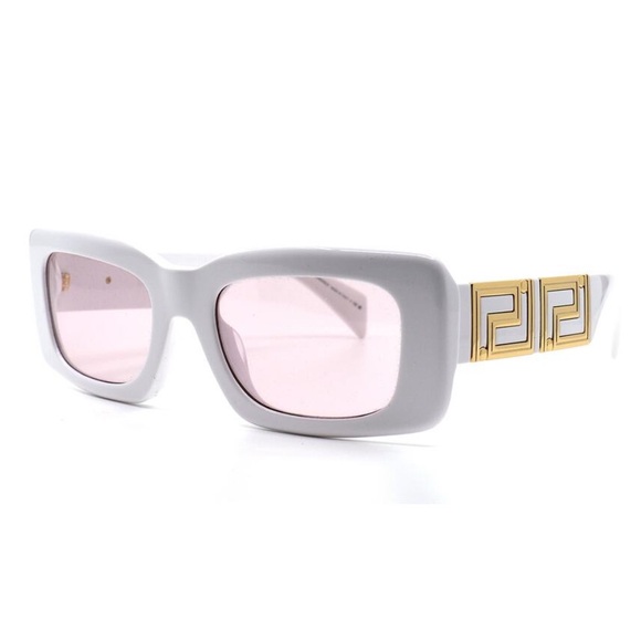 Versace 🕶️ Sunglasses. New in Case. White with gold trim. Pink lens - Picture 4 of 12